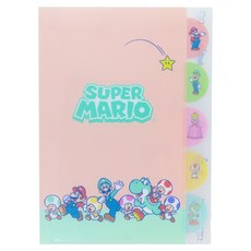sun-star L型A4五夾層資料夾 超級瑪利歐, 粉橘色, 1個