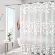 KODACHIEF 인테리어 욕실 샤워부스 화장실 일상감성 샤워커튼, 화이트플라워, 1개