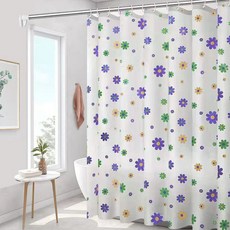 KODACHIEF 인테리어 욕실 샤워부스 화장실 일상감성 샤워커튼, 퍼플플라워, 1개