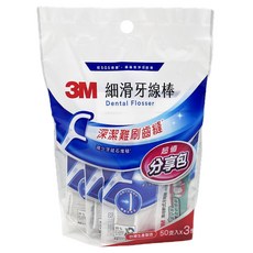 3M 細滑牙線棒分享包, 50個裝, 3個, 16mm
