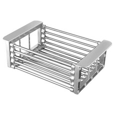 FAmILyLIFE 生活 不鏽鋼可伸縮廚房瀝水置物架 M號, 1個, 灰色, 1層