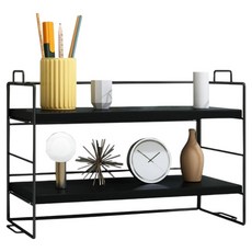 ONE HOUSE 桌上多功能置物架 雙層 LM-KPC-05-1, 1個, 黑架黑色