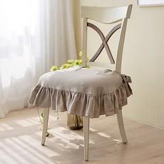 TIERRA 린넨코튼 러플 방석 커버, 베이지, 1개