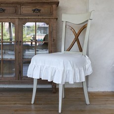 TIERRA 린넨코튼 러플 방석 커버, 화이트, 1개