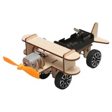 넥트론 과학실험 DIY 조립 키트 STEAM 교육 목재 모형 자동차 + 비행기 세트 전동 슬라이더 170 x 140 x 65 mm, 1개