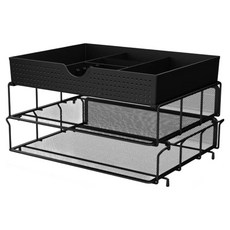 CAXXA 凱撒 桌上辦公資料/檔案/公文/文件收納架 含文具整理盒, 黑色, 1個