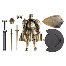 克布蘭斯 中世紀騎士 球體關節可動公仔 中世紀系列 含底座中世紀 人偶套組 復古黃 13 x 16 cm, 1套