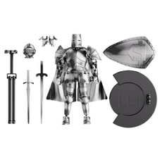 Cblance 中世紀騎士球形關節可動公仔 中世紀系列 附底座 中世紀公仔套組 復古銀 13 x 16 cm, 1套