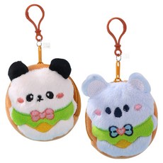아이끌레 애니멀 캐릭터 봉제인형 동전지갑 키링 2종 세트, 화이트, 블루, 1세트, 10cm