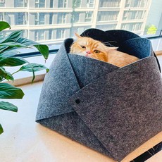 KODACHIEF 고양이 애묘 조립 심플 앙증 펠트 침대, 27 딥그레이, 1개