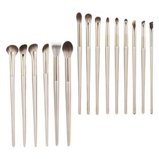 라이프앤미 메이크업 브러쉬 풀세트 17cm x 15p + 파우치 세트, 1세트, 골드