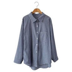 CHICBLACK 女性Naura棉質寬鬆版型單口袋格紋襯衫 cpnb3275k57