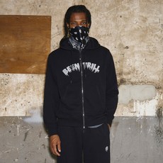 Beentrill 恐怖滴落風寬鬆連帽拉鍊外套 BA243TR002, 黑色