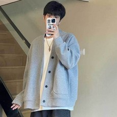 JTL 男款圓領口袋針織寬鬆百搭開襟衫