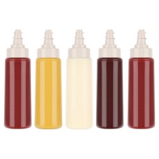 키텐실 투웨이 2단계 굵기조절 원터치 소스통 베이지, 350ml, 5개