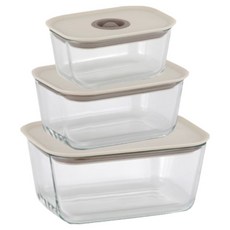 NEOFLAM 台灣原廠公司貨 FIKA玻璃保鮮盒3件組, 1組, 3個容器 + 3個蓋子