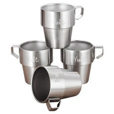 Nuit 努特 304不鏽鋼雙層斷熱馬克杯 NTF90, 銀色, 1套