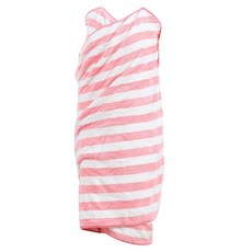 bebehome 輕柔甜美親膚可穿式居家吊帶浴巾裙 XL, 1個, 粉白條紋