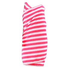 bebehome 輕柔甜美親膚可穿式居家吊帶浴巾裙 L, 1個, 亮粉條紋