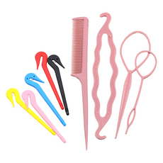 비단길 히라 헤어 스타일링도구 헤어가이드 4종 + 이지컷 고무줄칼 5종 세트, 1개, 진핑크(헤어가이드)