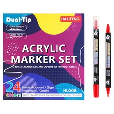 TouchFeel雙頭嘟嘟筆尖壓克力麥克筆套組, 1套, 24色