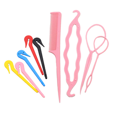 비단길 히라 헤어 스타일링도구 헤어가이드 4종 + 이지컷 고무줄칼 5종 세트, 1세트, 연핑크(헤어가이드)