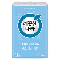 KleanNara 可綠納樂 3層超潔淨柔軟衛生紙, 30m, 30捲, 1個