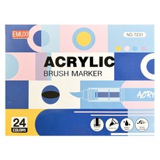 터치필 직출식 브러쉬 아크릴 마카펜 세트, 1세트, 24색