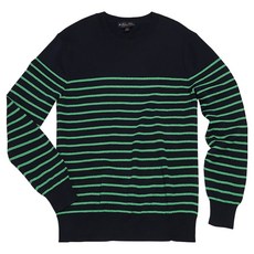 BrooksBrothers 男款棉質海軍條紋圓領毛圈毛衣