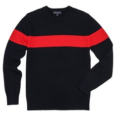 BrooksBrothers 男款棉質Archive胸條紋圓領毛衣