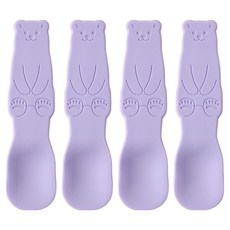 Easy Sili 矽膠小熊甜點冰淇淋湯匙, 紫色, 4個