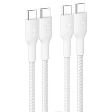 벨킨 C타입-C타입 60W 브레이디드 고속 충전 케이블 CAB024fq1MWH2PK, 1m, 화이트, 2개