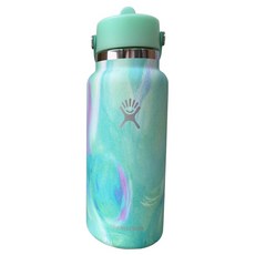 Hydro Flask 寬口吸管真空保溫鋼瓶 32oz, 1個, 946ml, 美人魚綠色