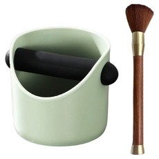 Topia 高級敲渣盒咖啡刷組, 1套, 綠色(敲渣盒), 檀香木(刷子)