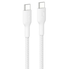 벨킨 C타입-C타입 60W 브레이디드 고속 충전 케이블 CAB024fq1MWH, 1m, 화이트, 1개