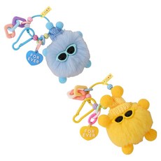 아이끌레 몽글 먼지뭉치 인형 키링 2종 세트, 9cm, 선글라스블루 + 선글라스옐로우, 1세트