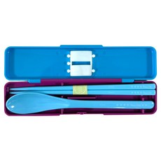 Skater 冰雪 筷匙組, 藍色, 湯匙 + 筷子 + 盒子, 1套