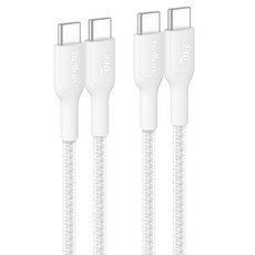 벨킨 C타입-C타입 240W 브레이디드 고속 충전 케이블 CAB025fq2MWH2PK, 화이트, 2개, 2m