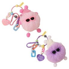 아이끌레 몽글 먼지뭉치 인형 키링 2종 세트, 9cm, 선글라스핑크 + 선글라스퍼플, 1세트