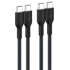 벨킨 C타입-C타입 240W 브레이디드 고속 충전 케이블 CAB025fq1MBK2PK, 블랙, 2개, 1m
