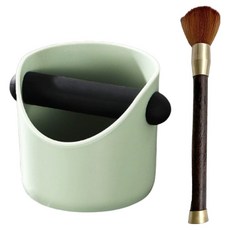 Topia 高級敲渣盒咖啡刷組, 1套, 綠色(敲渣盒), 深色木(刷子)