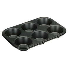 ibili 六格不沾瑪芬烤盤 26.5cm, 1個, 黑色