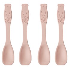 이지실리 실리콘 디저트 스푼 곰돌이, 핑크, 4개