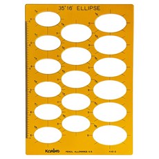 KORING 大型橢圓形板圖形模板尺 266 x 190 mm K-612, 1個, 單一顏色
