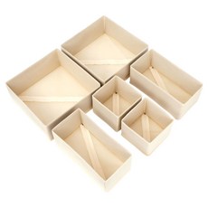 想像一匙 多用途服飾內衣收納箱 6件組, 1套, 米色