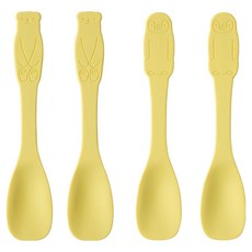 이지실리 矽膠甜點湯匙 小熊 2p + 企鵝 2p 組, 1套, 黃色