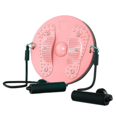 QMVF 健身磁石腳底按摩扭腰盤 附拉力繩, 1個, 粉色