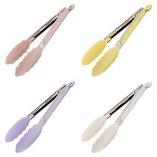 EasySili 矽膠不鏽鋼料理廚房夾4件組, 1套, 粉彩