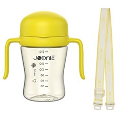 주니 2세대 자기주도컵 210ml + 스트랩 세트, 1개, 옐로우(컵), 노랑(스트랩)