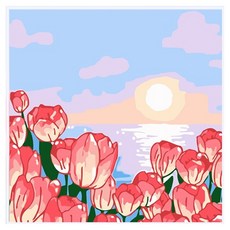 타미나요 편리한 diy 그림그리기 20 x 20 cm, 태양과 튤립, 1개